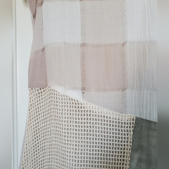 Sacred Threads Unique Sheer Patchwork Netting Neutral Boho Hippie Top Size Small - Picture 5 of 11